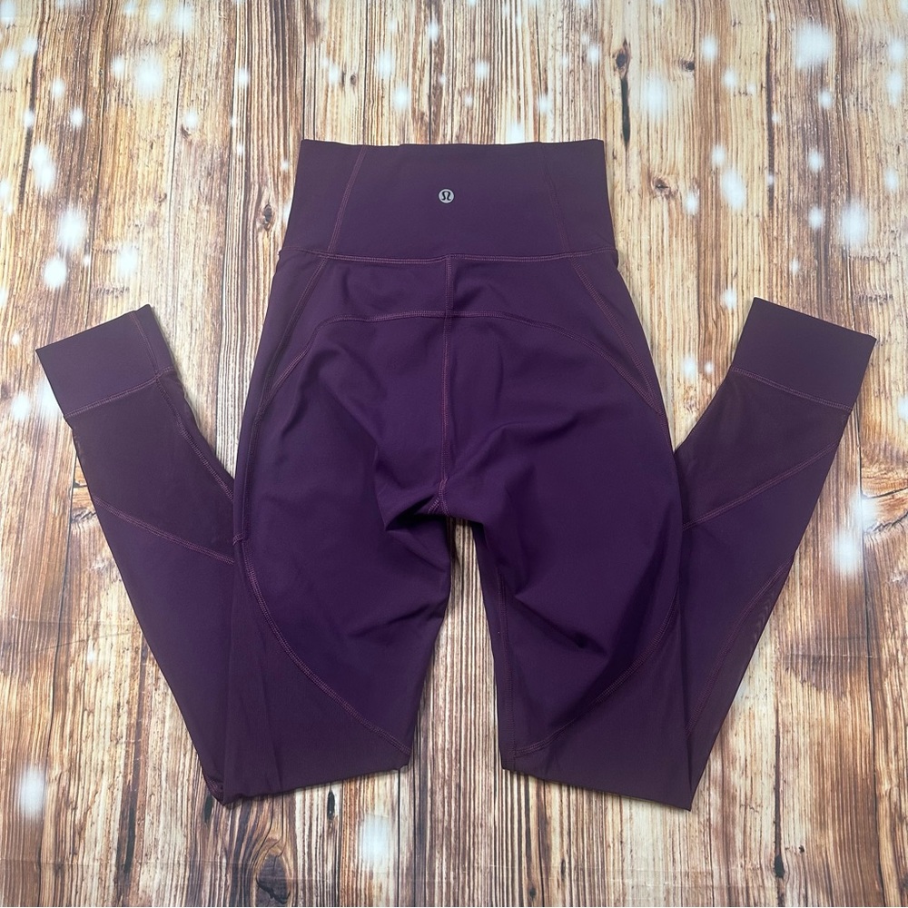 Lululemon Athletica High Waisted Mesh Panel
Leggings Size (4) Burgundy